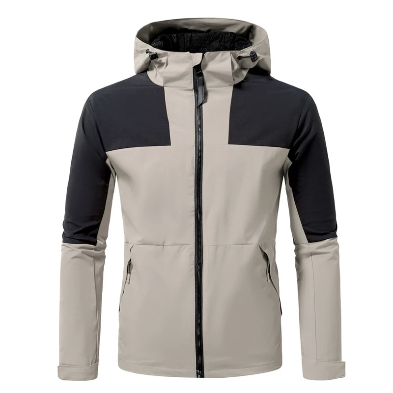 Herren funktionale Outdoor-Jacke mit verstellbarem Kapuzenbereich Drune