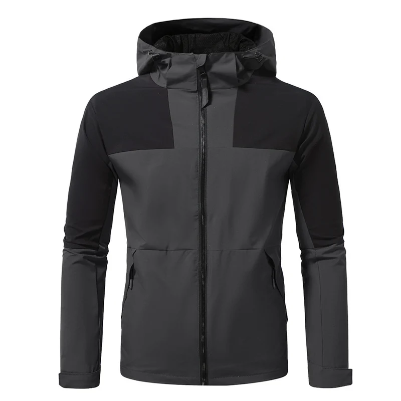 Herren funktionale Outdoor-Jacke mit verstellbarem Kapuzenbereich Drune