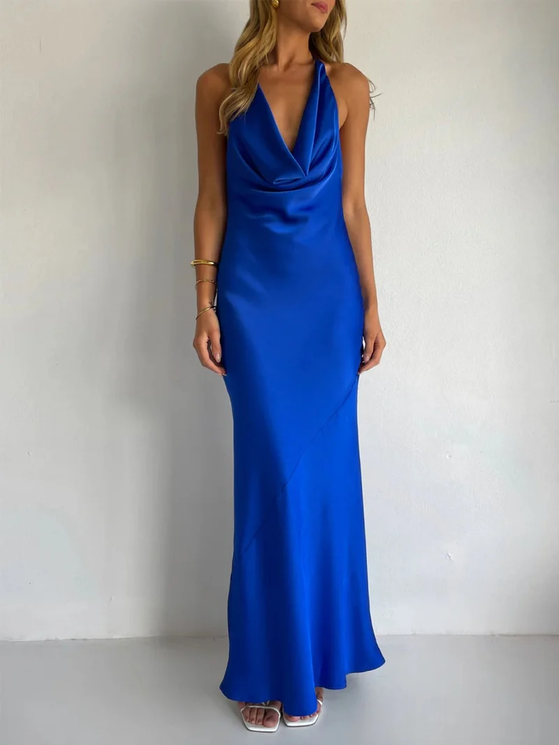 Damen Maxi-Kleid mit schulterfreiem Schnitt und elegantem Drapierungsdesign Drune