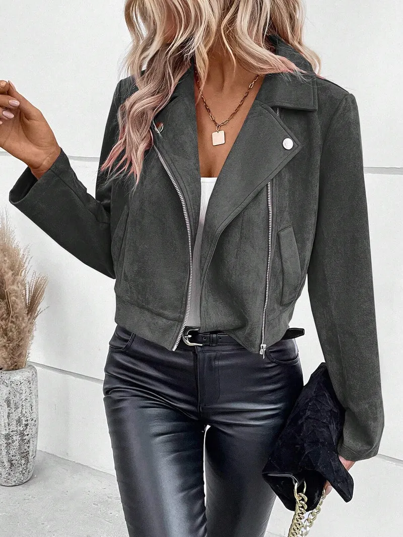 Damen Bikerjacke aus weichsamtem Material Drune