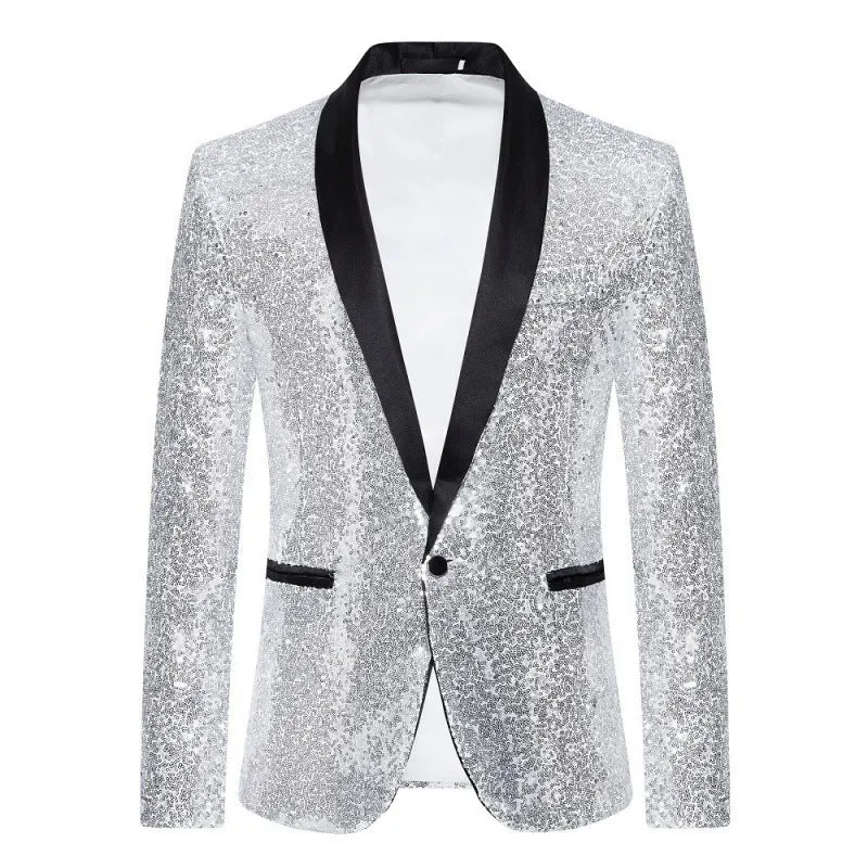 Herren eleganter Paillettenblazer mit luxuriösen Details Drune