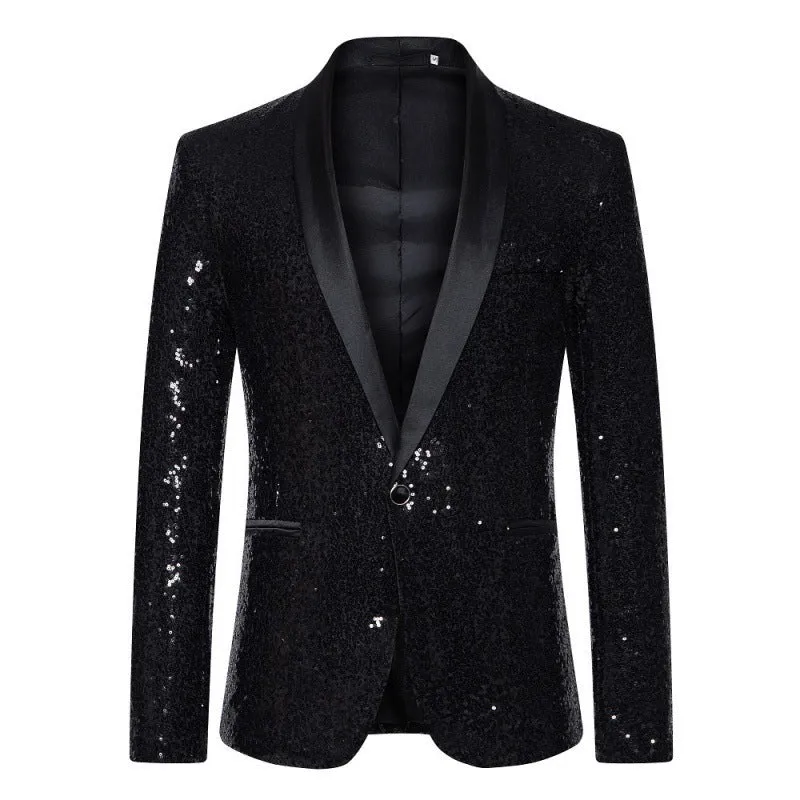 Herren eleganter Paillettenblazer mit luxuriösen Details Drune