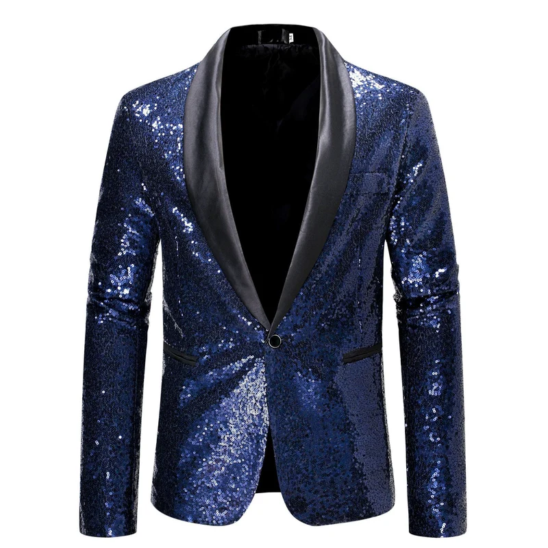 Herren eleganter Paillettenblazer mit luxuriösen Details Drune
