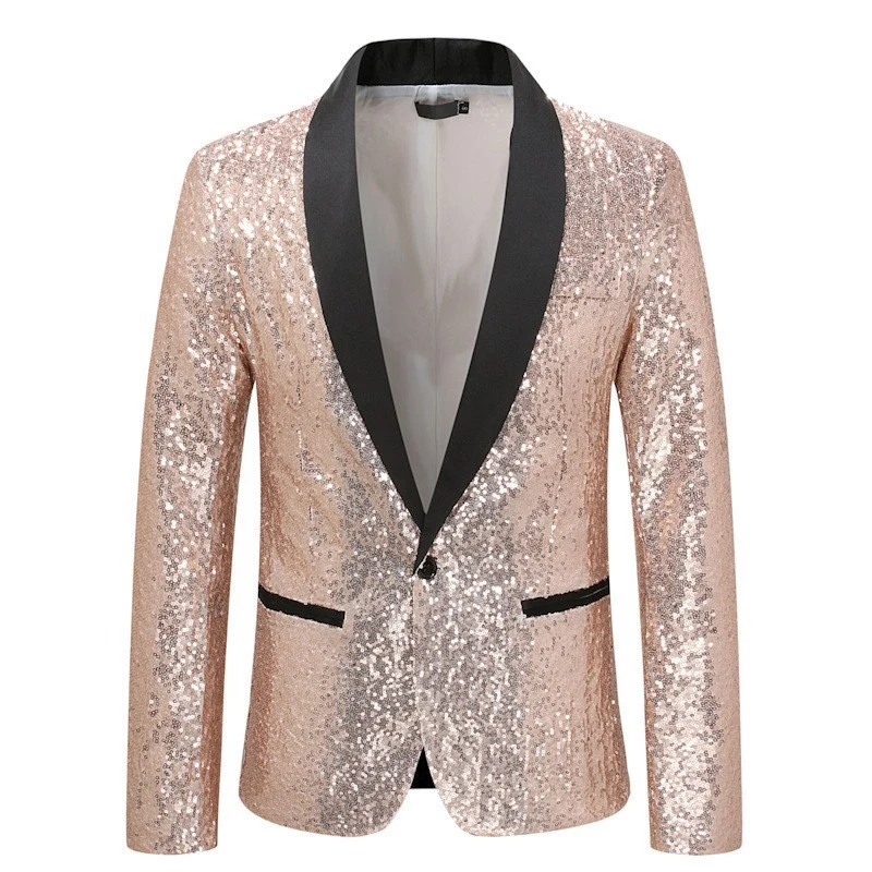 Herren eleganter Paillettenblazer mit luxuriösen Details Drune