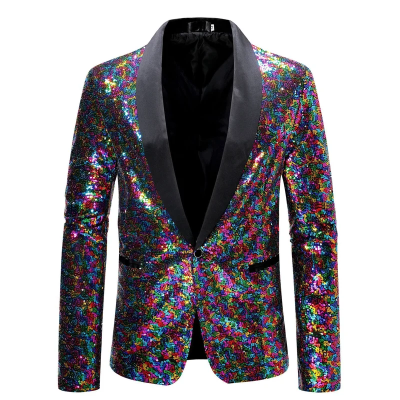 Herren eleganter Paillettenblazer mit luxuriösen Details Drune