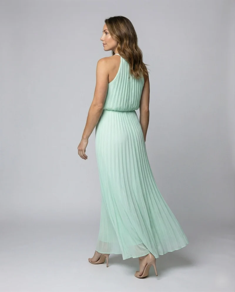 Damen langes plissiertes Gala-Maxikleid