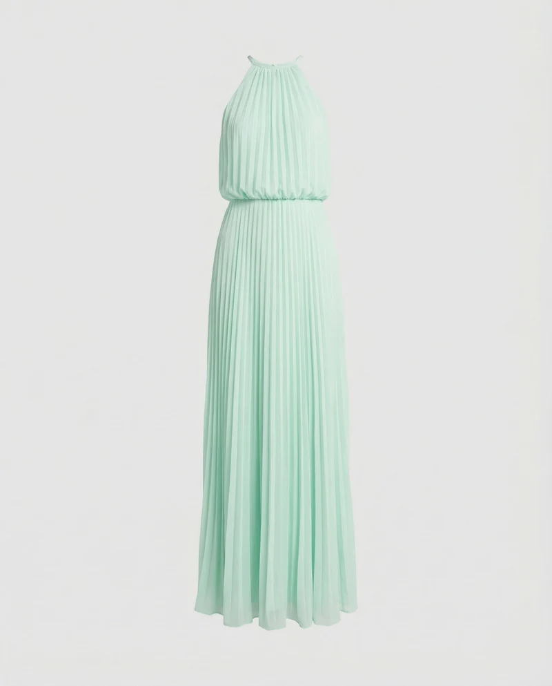 Damen langes plissiertes Gala-Maxikleid