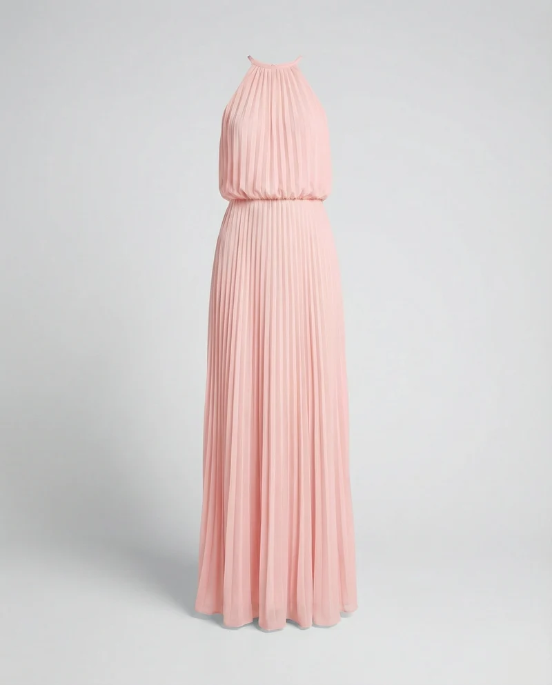 Damen langes plissiertes Gala-Maxikleid