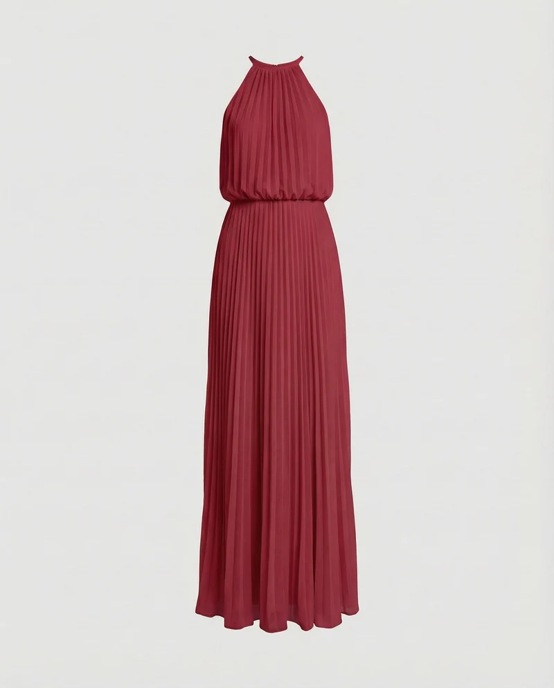 Damen langes plissiertes Gala-Maxikleid