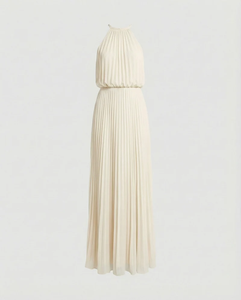 Damen langes plissiertes Gala-Maxikleid