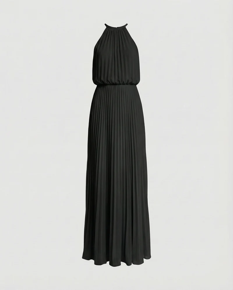 Damen langes plissiertes Gala-Maxikleid