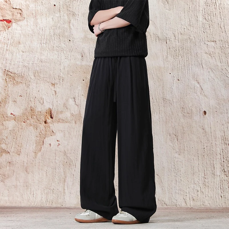 Unisex Weite Leinenoptik-Relaxhose mit Tunnelzugbund & extra weitem Bein Drune