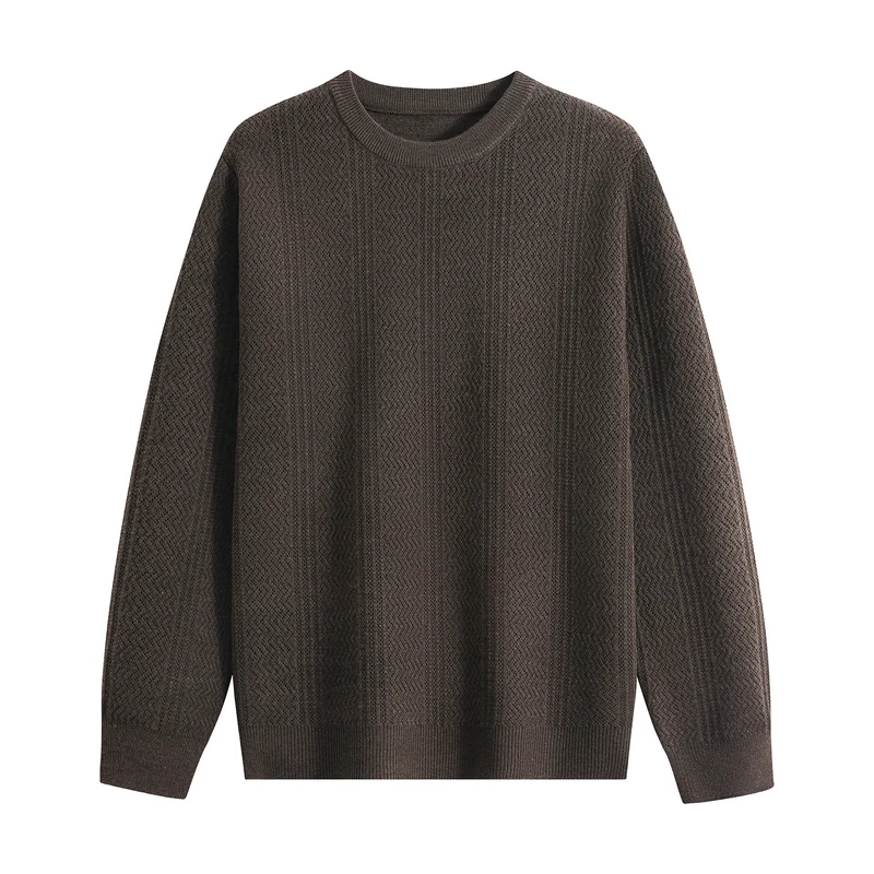 Unisex Strukturierter Rundhals-Strickpullover mit Ajourmuster Drune