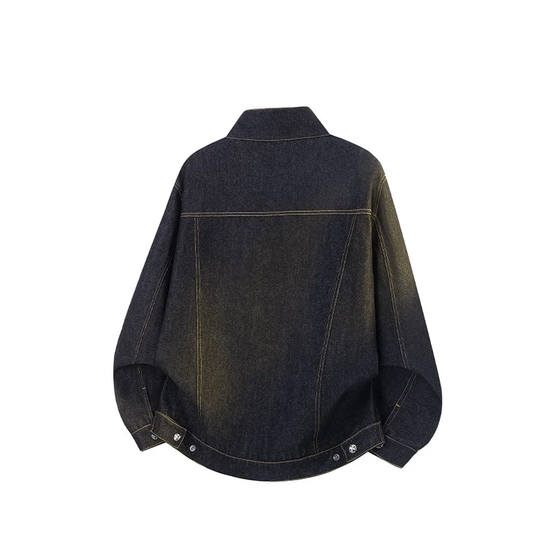 Unisex Oversized Denimjacke mit Vintage-Fade und aufgesetzten Brusttaschen Drune
