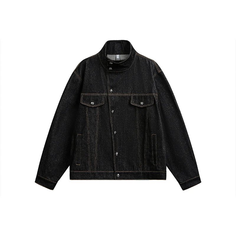 Unisex Oversized Denimjacke mit Vintage-Fade und aufgesetzten Brusttaschen Drune