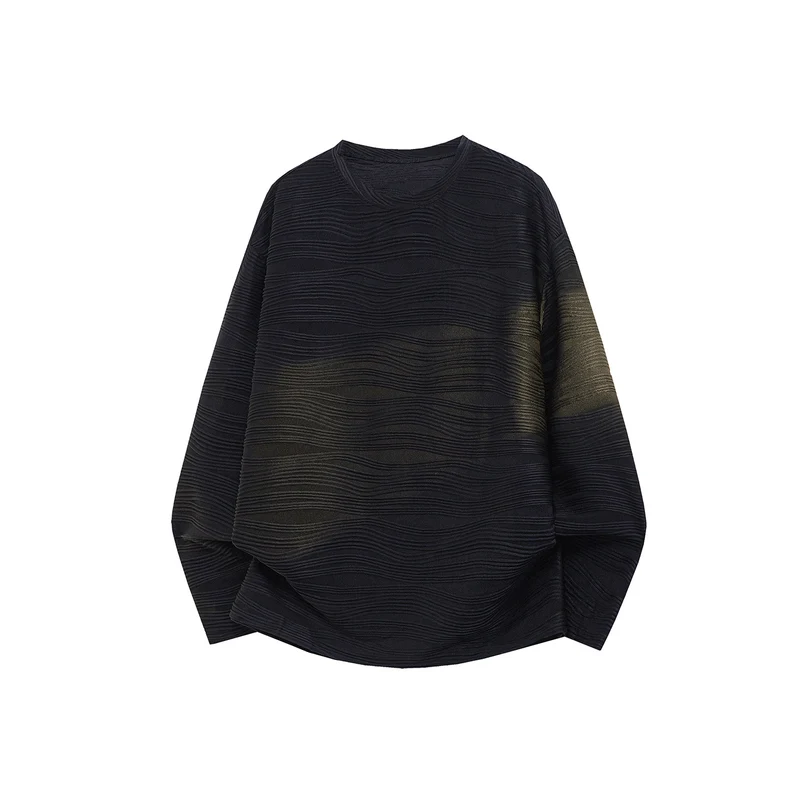 Unisex Oversize Wellenstruktur-Sweatshirt mit Rundhalsausschnitt Drune
