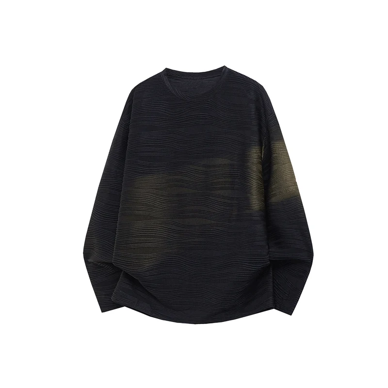 Unisex Oversize Wellenstruktur-Sweatshirt mit Rundhalsausschnitt Drune