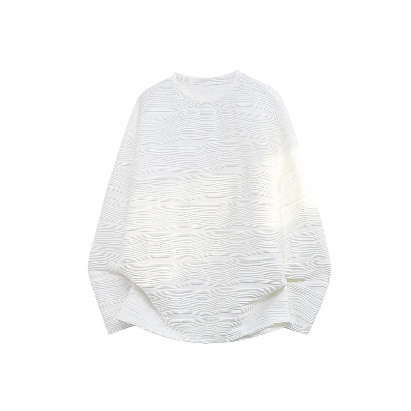 Unisex Oversize Wellenstruktur-Sweatshirt mit Rundhalsausschnitt Drune