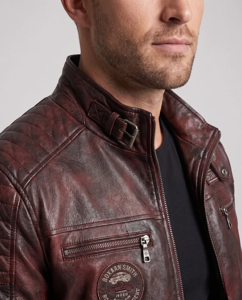 Herren Noble Kunstlederjacke mit gesteppten Details Drune