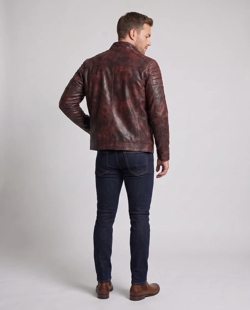 Herren Noble Kunstlederjacke mit gesteppten Details Drune