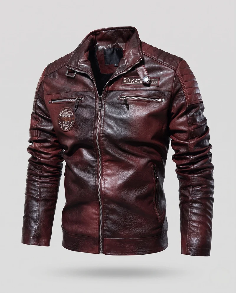 Herren Noble Kunstlederjacke mit gesteppten Details Drune