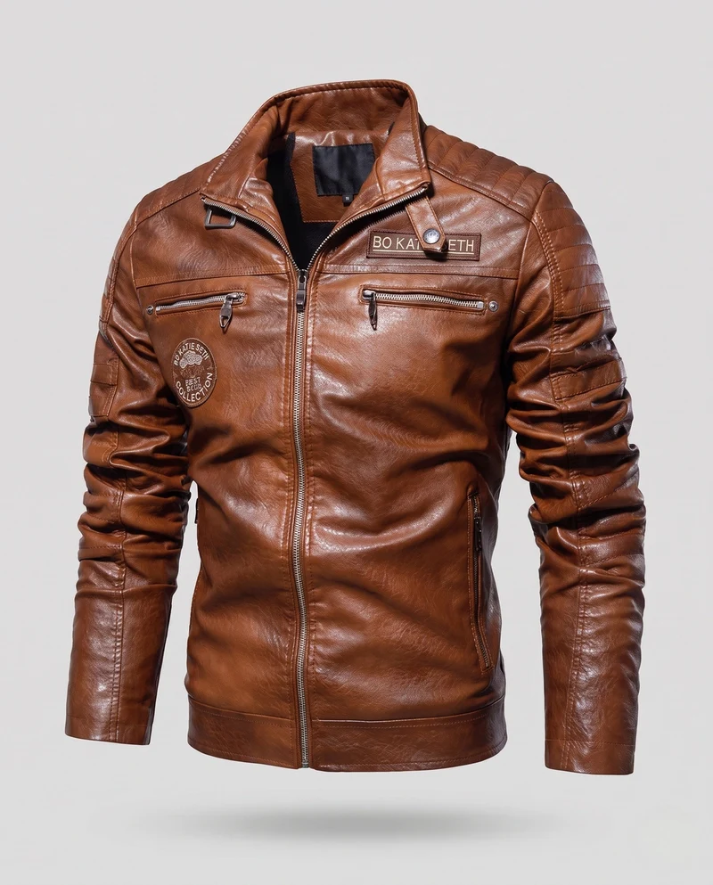 Herren Noble Kunstlederjacke mit gesteppten Details Drune