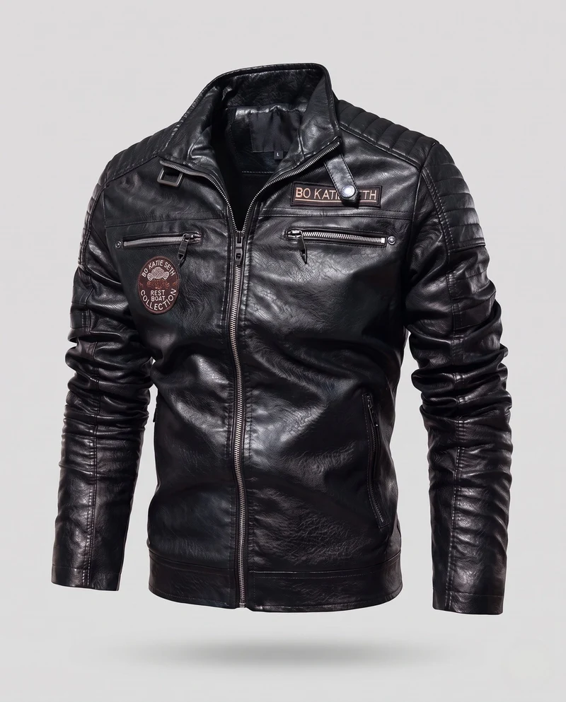Herren Noble Kunstlederjacke mit gesteppten Details Drune