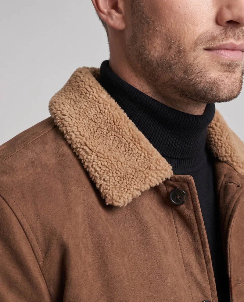 Herren elegante und strapazierfähige Winterjacke mit Teddykragen Drune