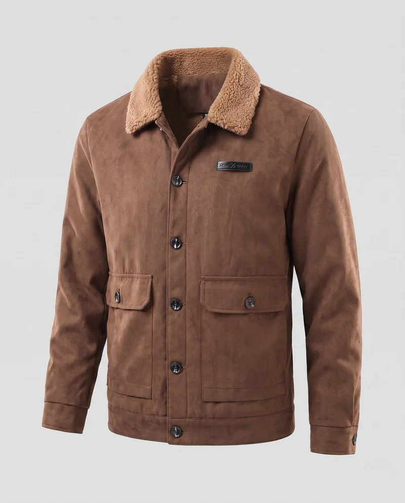 Herren elegante und strapazierfähige Winterjacke mit Teddykragen Drune