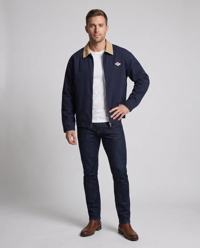 Herren Freizeitjacke mit kontrastierendem Kragen Drune