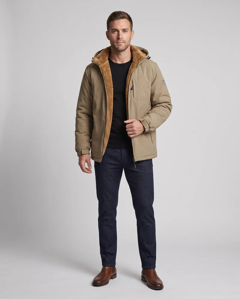Herren Funktions-Winterjacke mit abnehmbarer Kapuze Drune