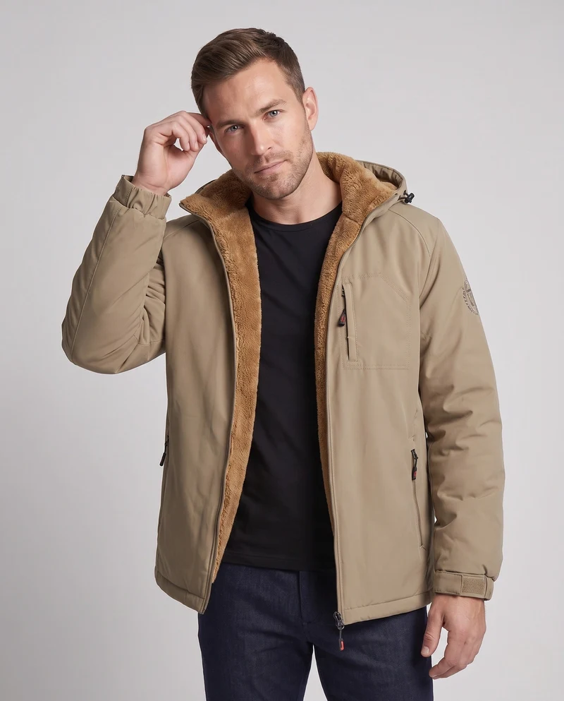 Herren Funktions-Winterjacke mit abnehmbarer Kapuze Drune