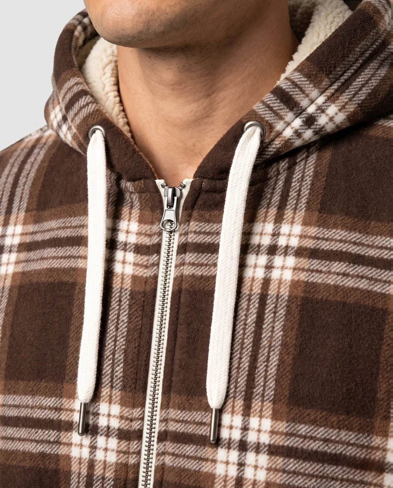 Männer Muster Fleecejacke mit Kapuze Drune