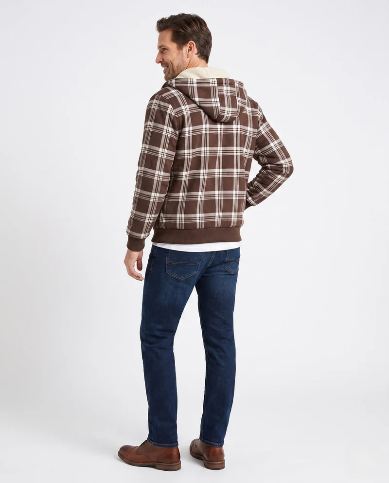 Männer Muster Fleecejacke mit Kapuze Drune