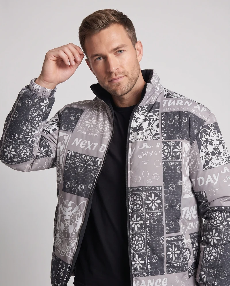 Herren Gemusterte Pufferjacke Drune