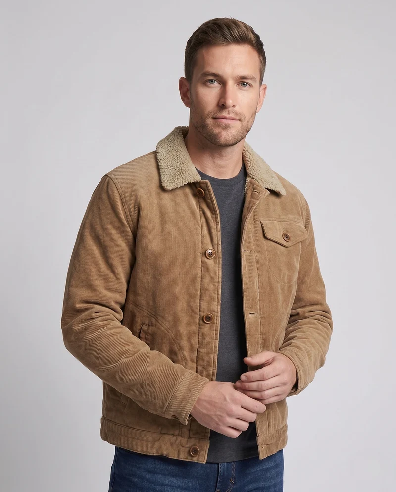 Herren Gemütliche Cordjacke mit Teddy-Futter Drune