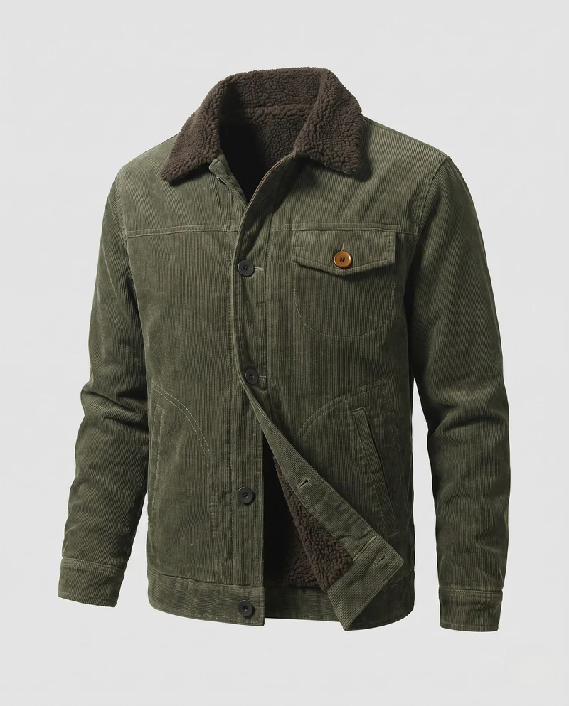 Herren Gemütliche Cordjacke mit Teddy-Futter Drune