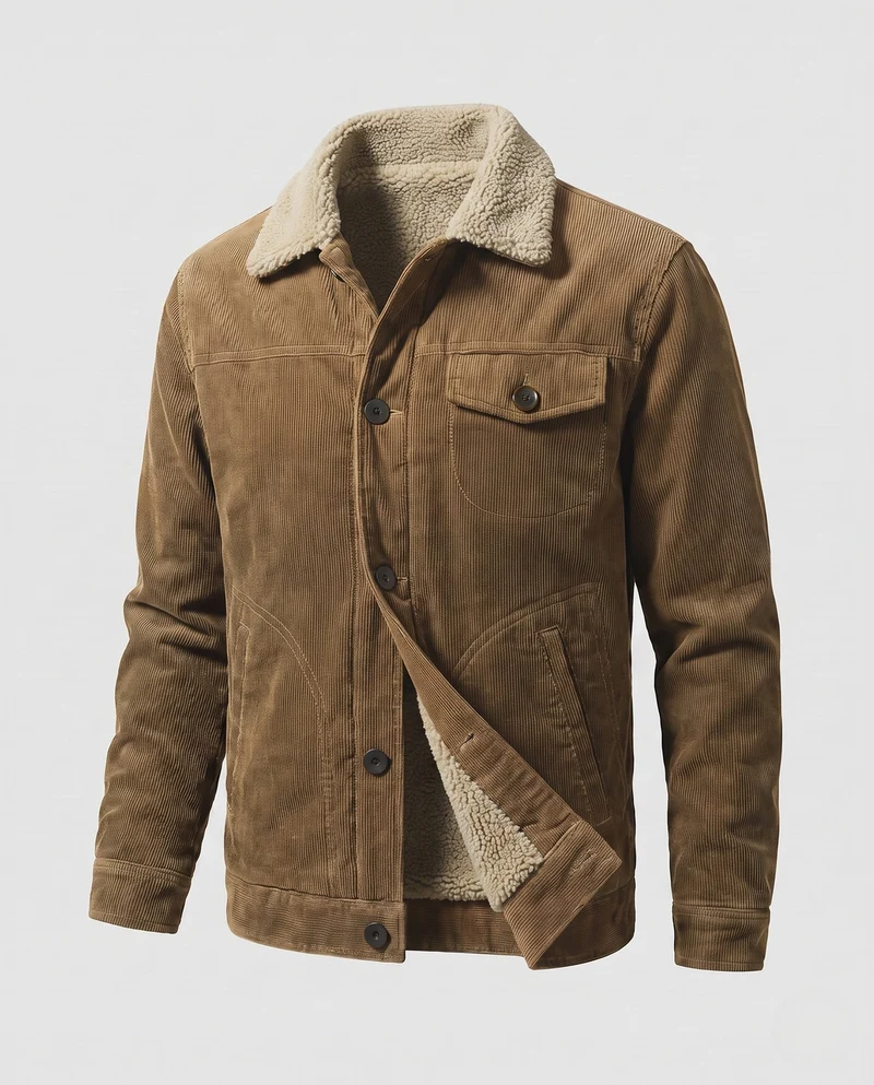Herren Gemütliche Cordjacke mit Teddy-Futter Drune