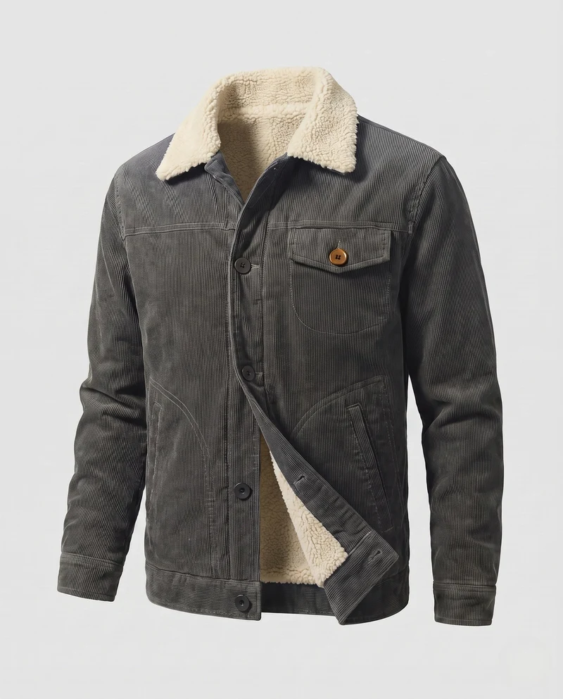Herren Gemütliche Cordjacke mit Teddy-Futter Drune