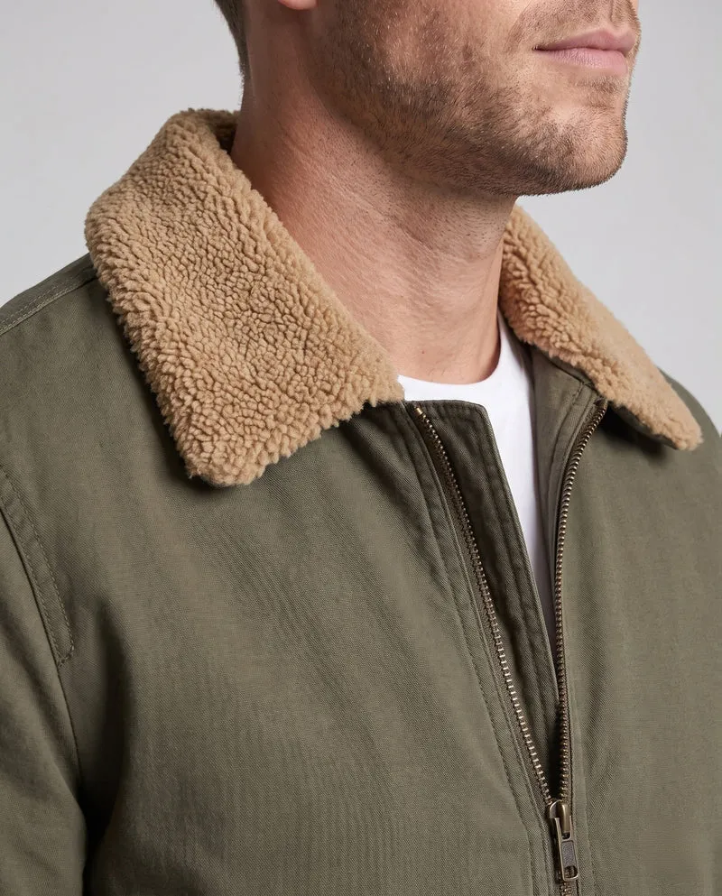 Herren bequeme Fleecejacke mit Kunstfellkragen Drune