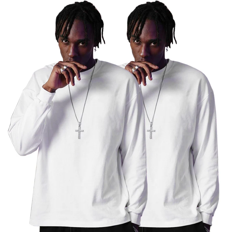 Unisex Oversized Langarm-Basicshirt aus Bio-Baumwolle mit Rundhalsausschnitt Drune