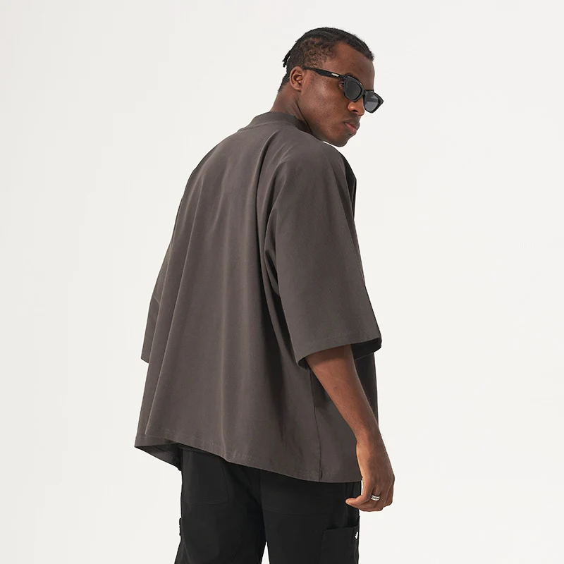 Unisex Oversize Boxy T‑Shirt aus schwerer Baumwolle mit weitem Schnitt und verlängerten Ärmeln Drune