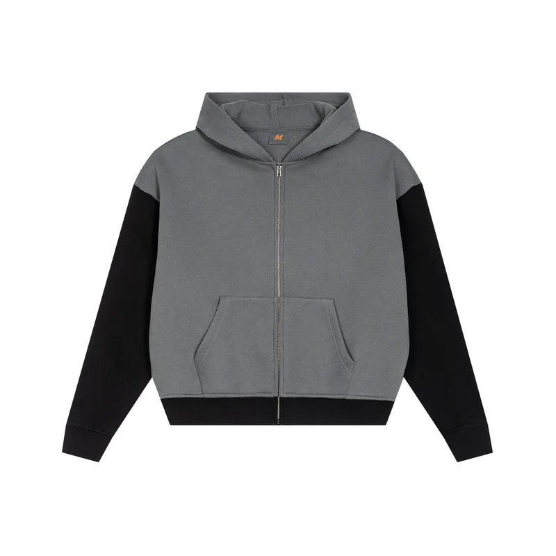 Herren Reißverschluss-Kapuzenjacke im Colorblock-Stil aus French-Terry mit Kängurutasche Drune