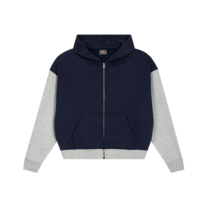 Herren Reißverschluss-Kapuzenjacke im Colorblock-Stil aus French-Terry mit Kängurutasche Drune