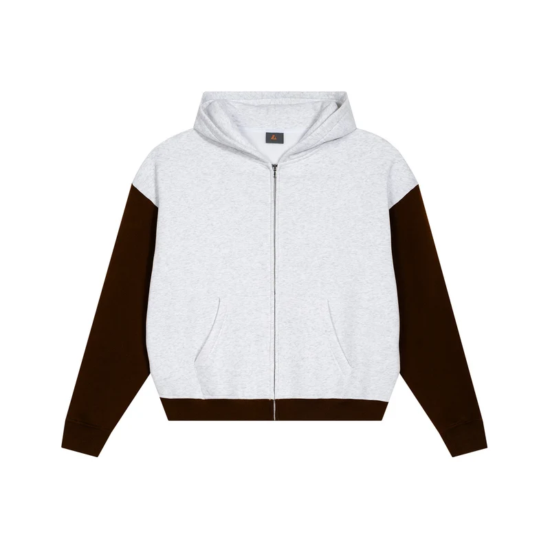 Herren Reißverschluss-Kapuzenjacke im Colorblock-Stil aus French-Terry mit Kängurutasche Drune