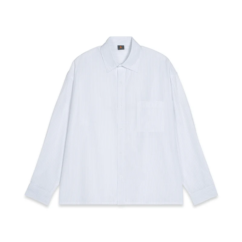 Herren Oversized Popeline-Hemd mit Drop-Shoulder, Brusttasche und feinen Nadelstreifen Drune