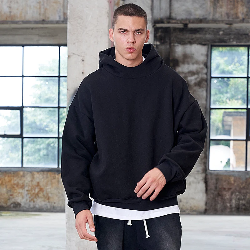 Herren Oversize Kapuzenpullover aus schwerer French-Terry mit Raglanärmeln Drune