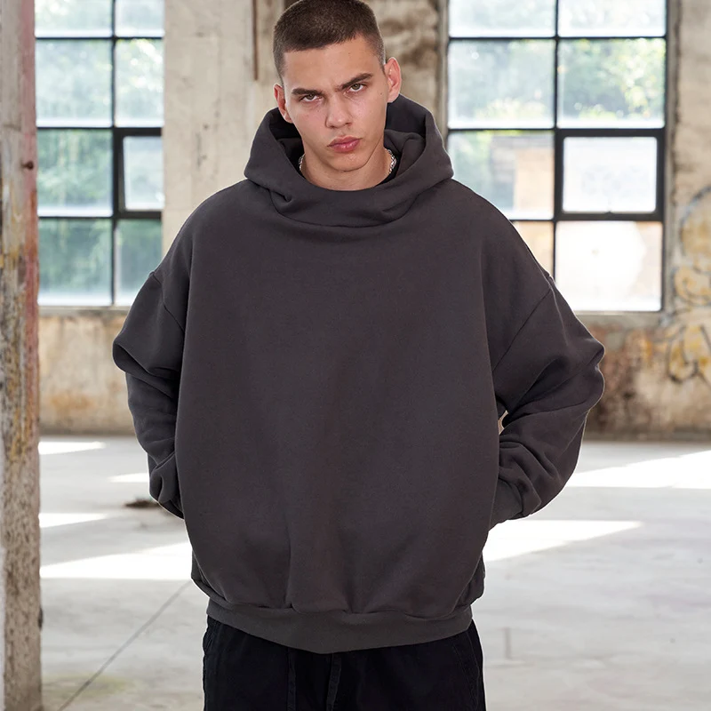 Herren Oversize Kapuzenpullover aus schwerer French-Terry mit Raglanärmeln Drune
