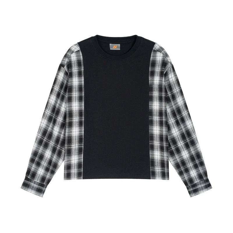 Herren Langarmshirt im Lagenlook mit karierter Flanell-Einsätzen Drune