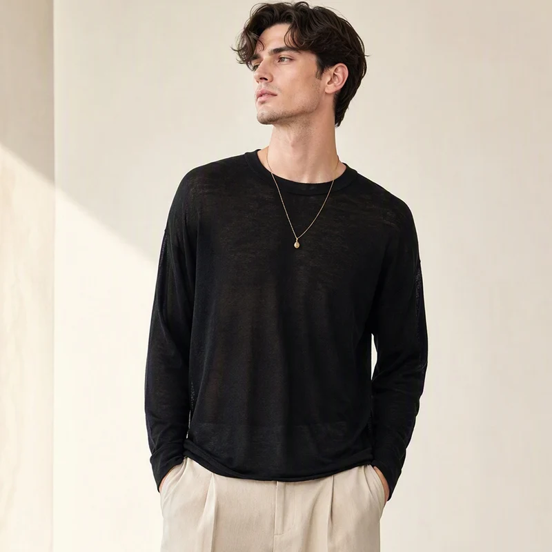 Herren Langarm Feinstrick-Pullover mit weiter Passform Drune